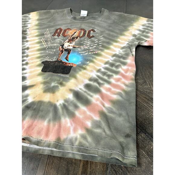 2001 AC/DC Stiff Upper Lip Tour Concert Band T Shirt Double Sided Tie Dye Mens L - Picture 2 of 15